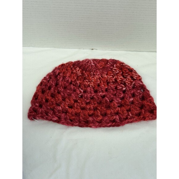 Beanie Hat Skull Cap Adult Teens Crochet Unisex Red White Handmade - Picture 7 of 7